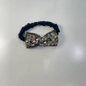 Chic Black and Silver Crystal Bow Hairband